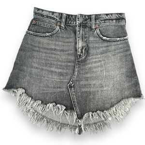 Free People Maverick Charcoal Frayed Hem Denim Mini Skirt Women's Size 25 (0)